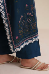 OCEAN DEEP -3PC LINEN PRINTED SUIT