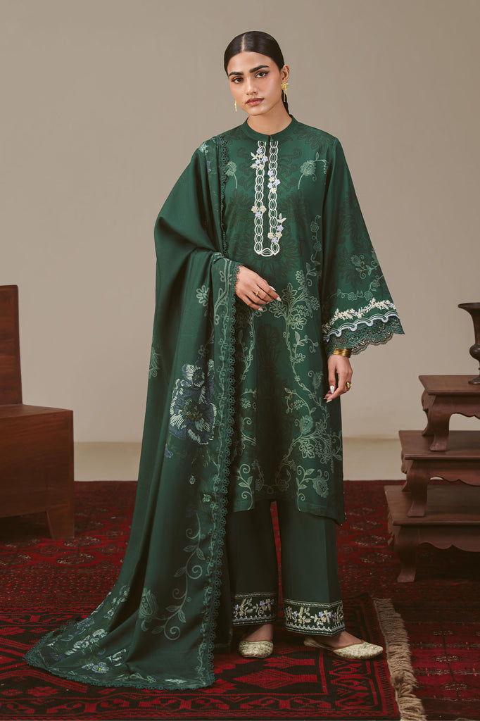 MEADOW GREEN-3PC LINEN PRINTED SUIT