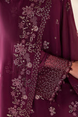 RUBY GARNET-4PC CHIFFON EMBROIDERED SUIT
