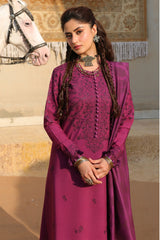 VELVET FUCHSIA-3PC LINEN EMBROIDERED SUIT
