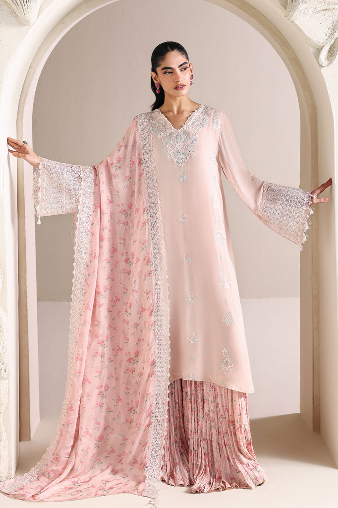 PINK BLOSSOM-4PC CHIFFON EMBROIDERED SUIT
