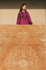 VELVET FUCHSIA-3PC LINEN EMBROIDERED SUIT