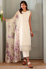IVORY ATELIER-3PC EMBROIDERED LAWN SUIT
