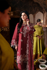 CRIMSON DRAPE-3PC EMBROIDERED LAWN SUIT