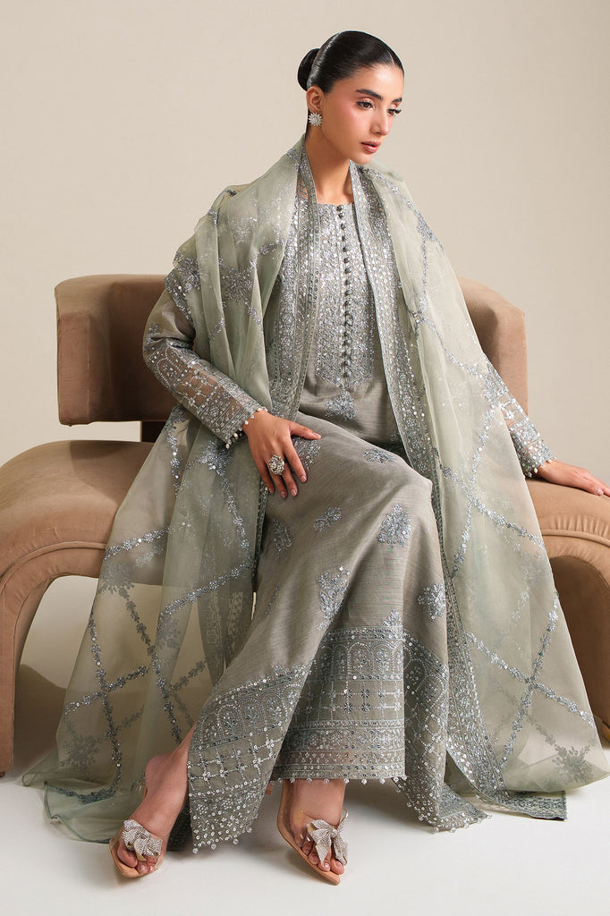FOREST MIST-3PC SILK EMBROIDERED SUIT