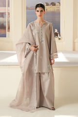 SOFT UMBER-3PC EMBROIDERED LAWN SUIT