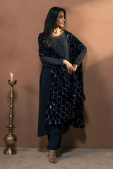 MYSTIC BLUE-3PC (SHIRT, TROUSER & DUPATTA)