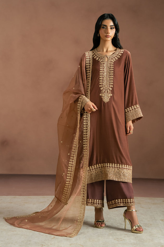 ASH ROSE-3PC (SHIRT, TROUSER & DUPATTA)