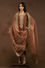 ASH ROSE-3PC (SHIRT, TROUSER & DUPATTA)