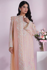 CORAL DREAM-3PC (SHIRT, TROUSER & DUPATTA)