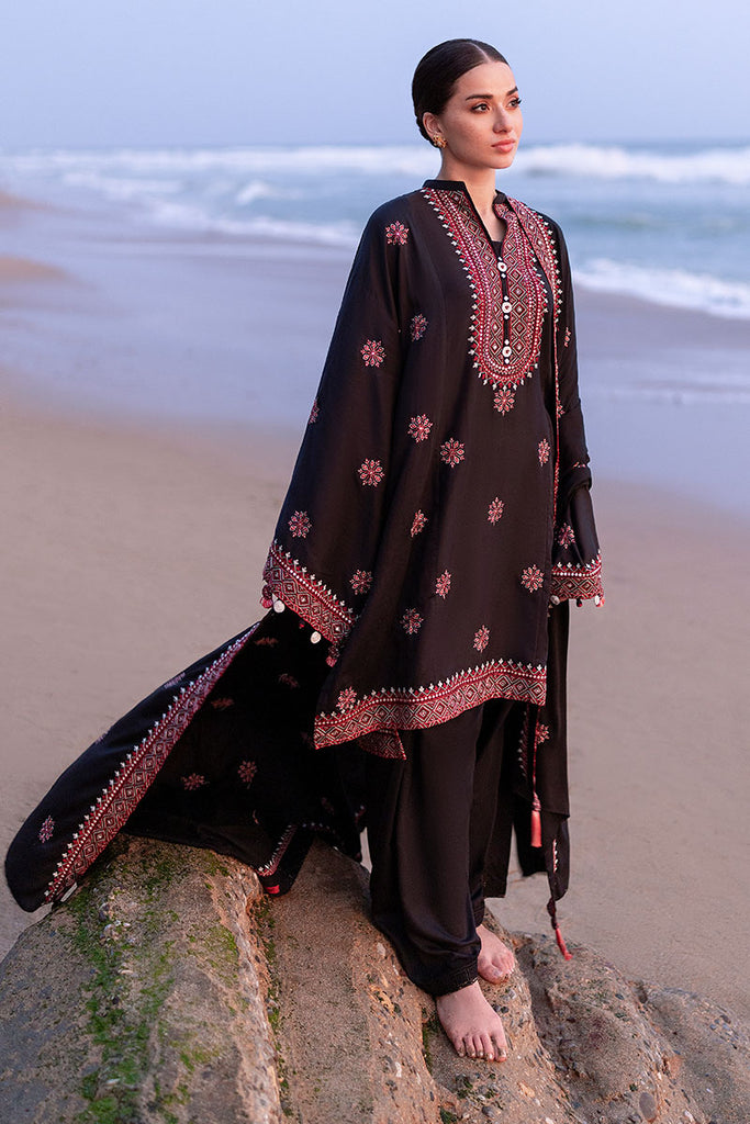 RAVEN FOLK-3PC SATIN EMBROIDERED SUIT