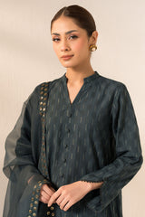 SMOKE GREEN-2PC (SHIRT & DUPATTA)