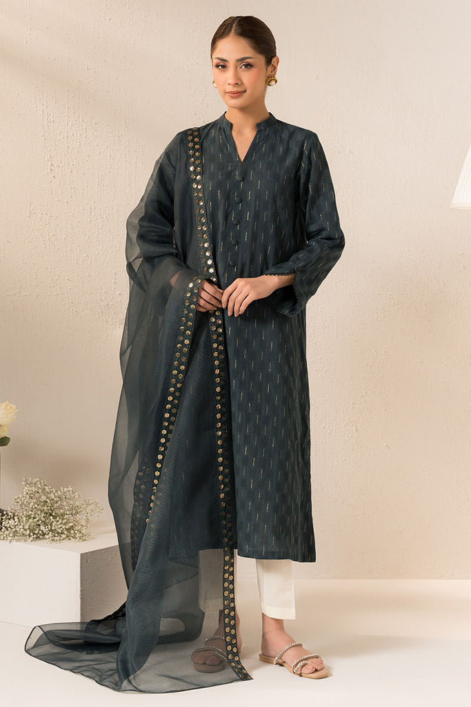 SMOKE GREEN-2PC (SHIRT & DUPATTA)