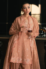 RUSTIC DEW-4PC EMBROIDERED TISSUE SUIT