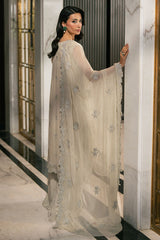 PISTACHIO FERN-4PC EMBROIDERED CHIFFON SUIT