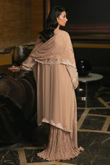 GILDED BEIGE-4PC EMBROIDERED CHIFFON SUIT