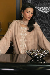 GILDED BEIGE-4PC EMBROIDERED CHIFFON SUIT