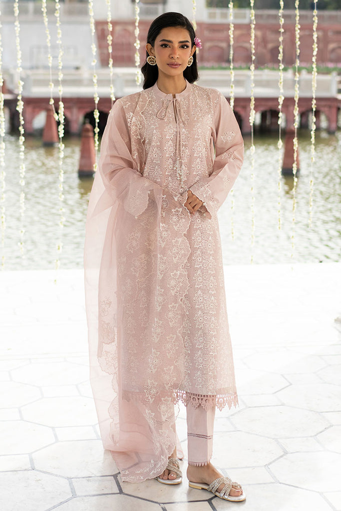 PEACH FLORET-3PC CHIKANKARI SUIT