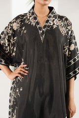 BLACK TRELLIS PRINTED SILK SHIRT
