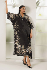 BLACK TRELLIS PRINTED SILK SHIRT