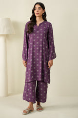 DEEP MAUVE-2PC LINEN PRINTED SUIT