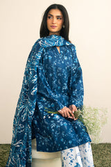 BLUE ROSEATE-3PC PRINTED LAWN SUIT