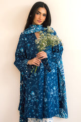 BLUE ROSEATE-3PC PRINTED LAWN SUIT