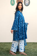 BLUE ROSEATE-3PC PRINTED LAWN SUIT