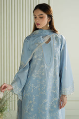 LAVENDER BLUE- 3PC EMBROIDERED LAWN SUIT