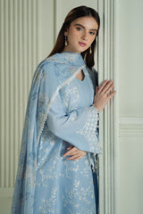 LAVENDER BLUE- 3PC EMBROIDERED LAWN SUIT