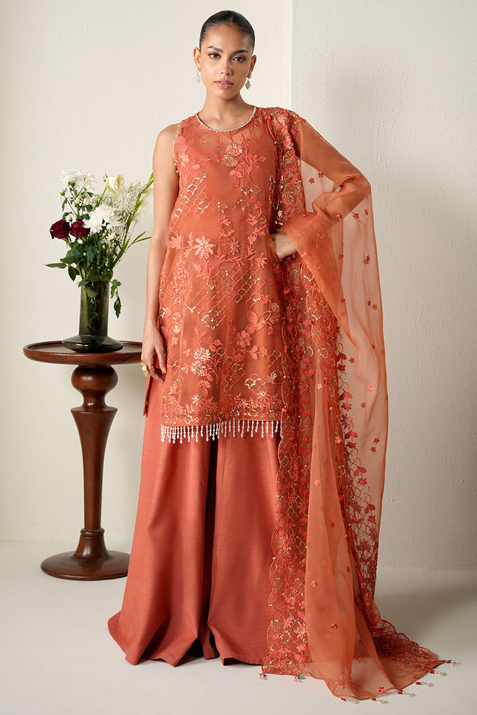 AUTUMN ZEST-4PC ORGANZA EMBROIDERED SUIT