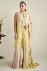 SAND BRONZE-4PC CHIFFON EMBROIDERED SUIT