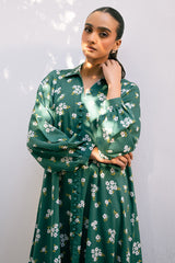 GREEN VOYAGE-2 PIECE PRINTED LINEN SUIT