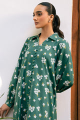 GREEN VOYAGE-2 PIECE PRINTED LINEN SUIT