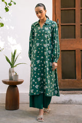 GREEN VOYAGE-2 PIECE PRINTED LINEN SUIT