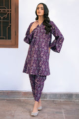 FROSTED PLUM-2 PIECE PRINTED KHADDAR SUIT