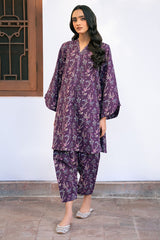 FROSTED PLUM-2 PIECE PRINTED KHADDAR SUIT