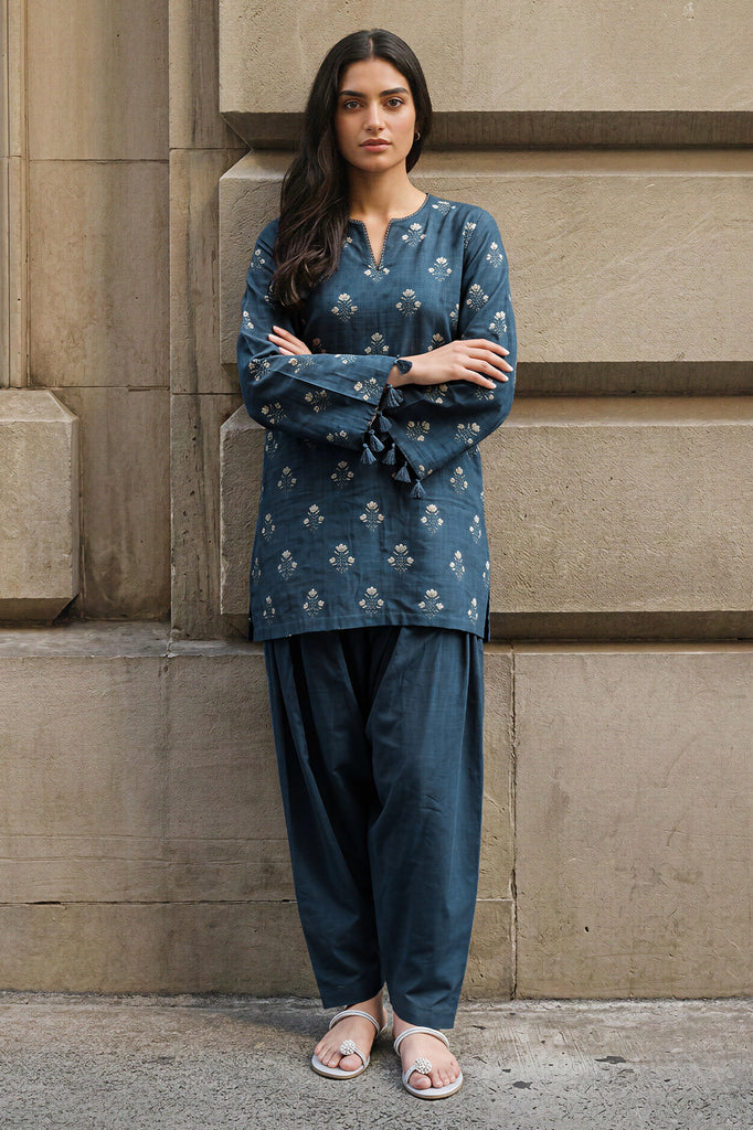 AZURE FLORA-2PC KHADDAR PRINTED SUIT