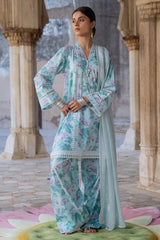 MINT GLAMOUR-3PC PRINTED LAWN SUIT