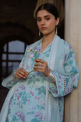 MINT GLAMOUR-3PC PRINTED LAWN SUIT