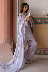 VIOLET POSY-3PC PRINTED LAWN SUIT