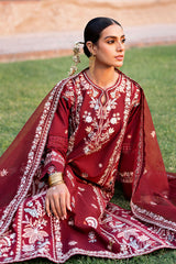 ROUGE ZEST-3PC EMBROIDERED LAWN SUIT