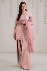 DUSTY ROSE-4PC ORGANZA EMBROIDERED SUIT