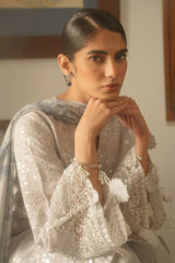 GRAY DAWN-3 PIECE EMBROIDERED SILK SUIT