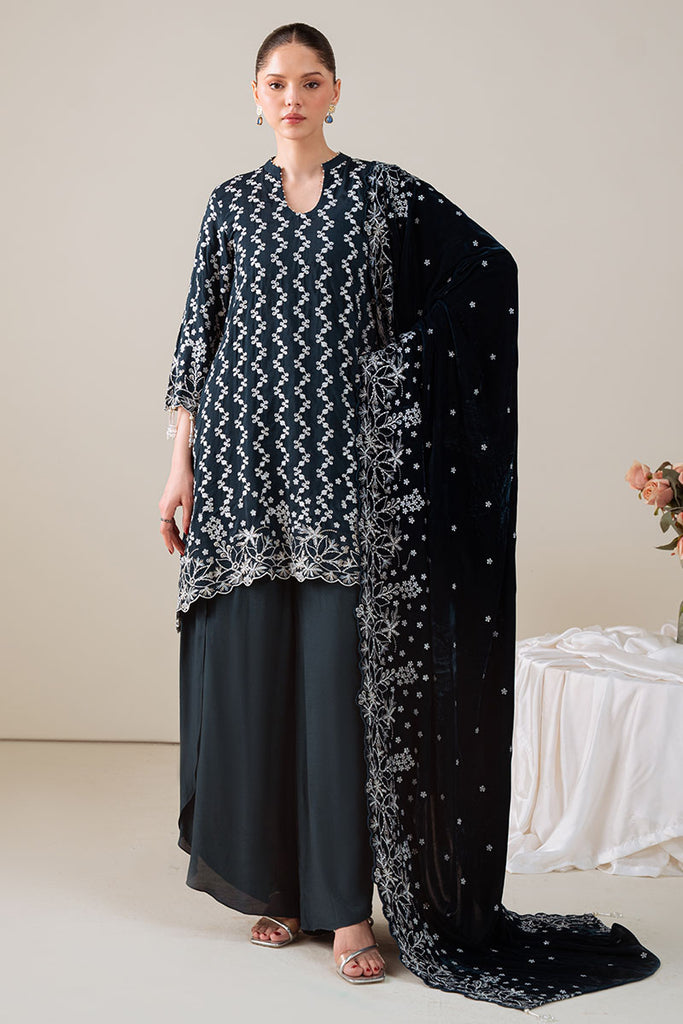 TROPICAL TEAL-3PC SILK EMBROIDERED SUIT