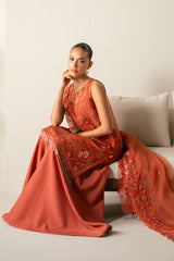 AUTUMN ZEST-4PC ORGANZA EMBROIDERED SUIT