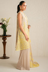 SAND BRONZE-4PC CHIFFON EMBROIDERED SUIT