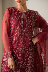 GARNET GLOW-4PC ORGANZA EMBROIDERED SUIT