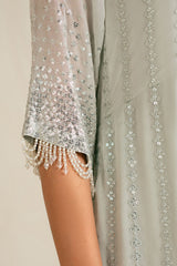 MINT SPARKLE-4PC CHIFFON EMBROIDERED SUIT