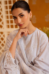 LAVENDER ASH-3PC CHIKANKARI SUIT